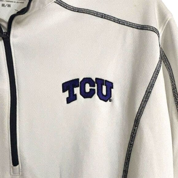 Columbia Men's White Golf Jacket M TCU Horned Frogs Omni-Wick Pullover - Picture 3 of 5